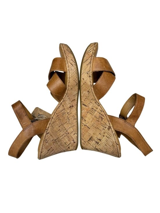 Born Women's Alaina Criss-Cross Leather/Cork Platform Wedge Sandals Sz 10M NWOB - Picture 6 of 9